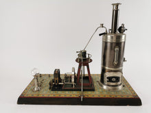 Laden Sie das Bild in den Galerie-Viewer, Bing Dampfmaschine mit Dynamo auf verziertem Zinn/Holzsockel & Gebrauchsanweisung | 1.549€