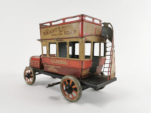 Bing double decker bus with rare advertisement 18 cm around 1925 lithographed | 1.999€